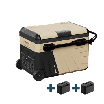 Evolar Elektrische Compressor Koelbox - 35L - 12V/230V - Inclusief 2 Accu's - Met Wielen & Hendel - Khaki