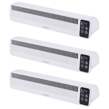 Evolar Oplaadbare Radiator Ventilator 3W -  Wit - 5200 mAh accu - met timer - Set van 3