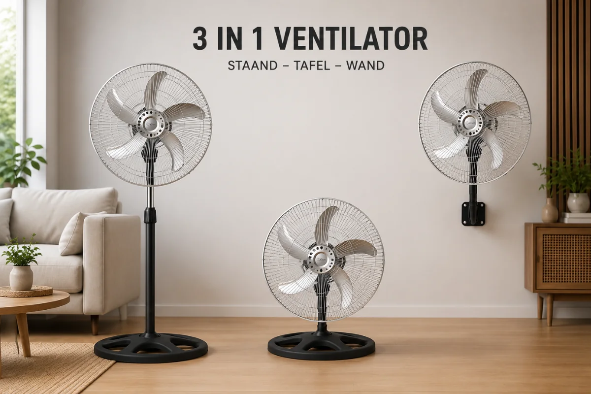 Eén ventilator, drie toepassingen