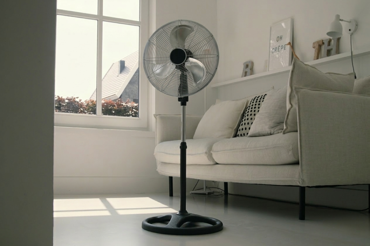 Verstelbare hoogte en kantelbare ventilatorkop